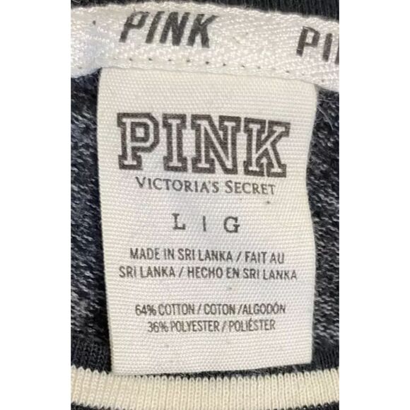 Victoria’s Secret  PINK Light Weight Sweater Top Logo On Back Gray/Blk Mix Large - Picture 8 of 10
